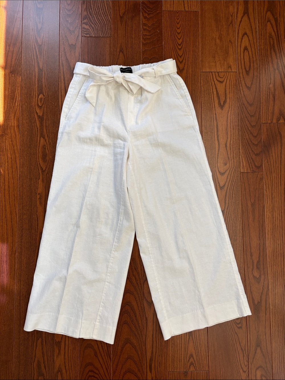 Banana Republic White Linen-Blend Wide Leg Capris